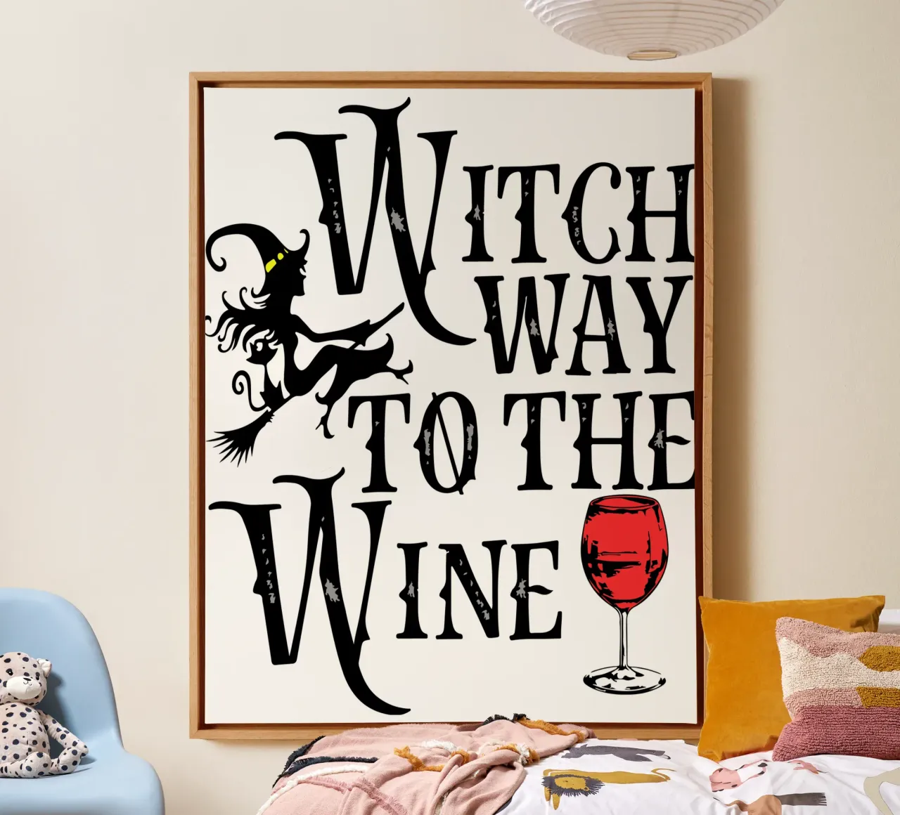 witch way to the wine funny halloween canvas with Floater frame by ersanim