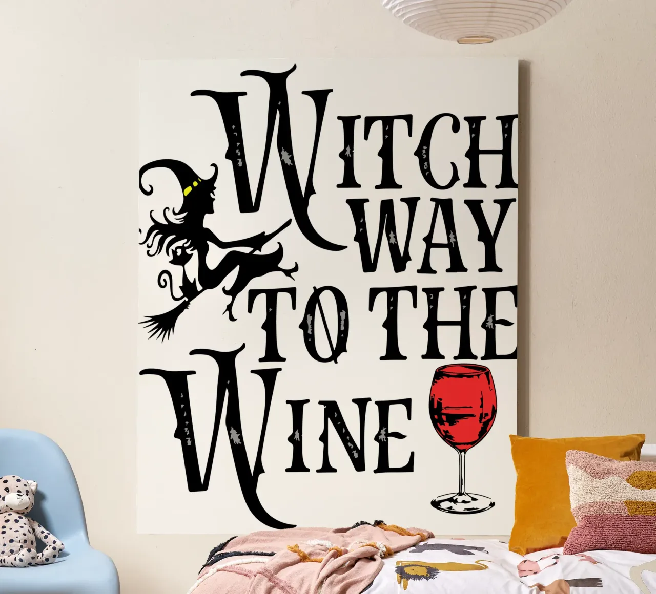 witch way to the wine funny halloween canvas with Floater frame by ersanim