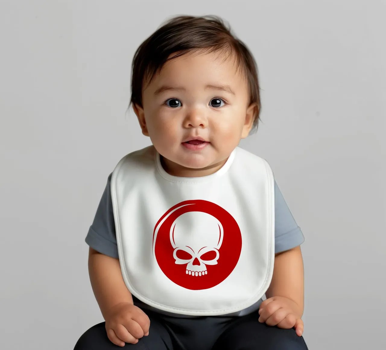 SKULL RED CIRCLE baby bib by ersanim