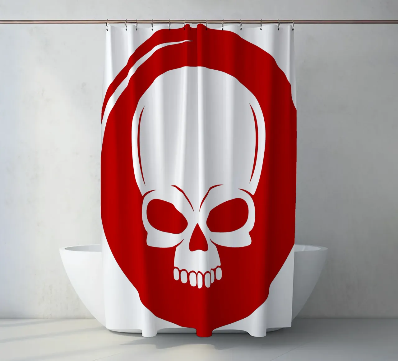 SKULL RED CIRCLE shower curtain by ersanim