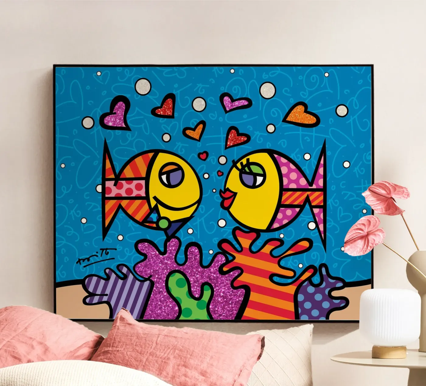 Love Fish acryl van Algoritm