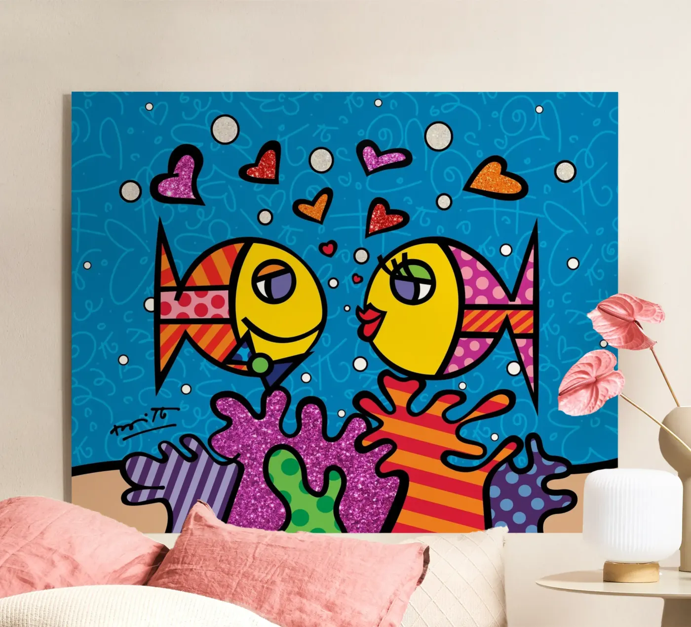 Love Fish acryl van Algoritm