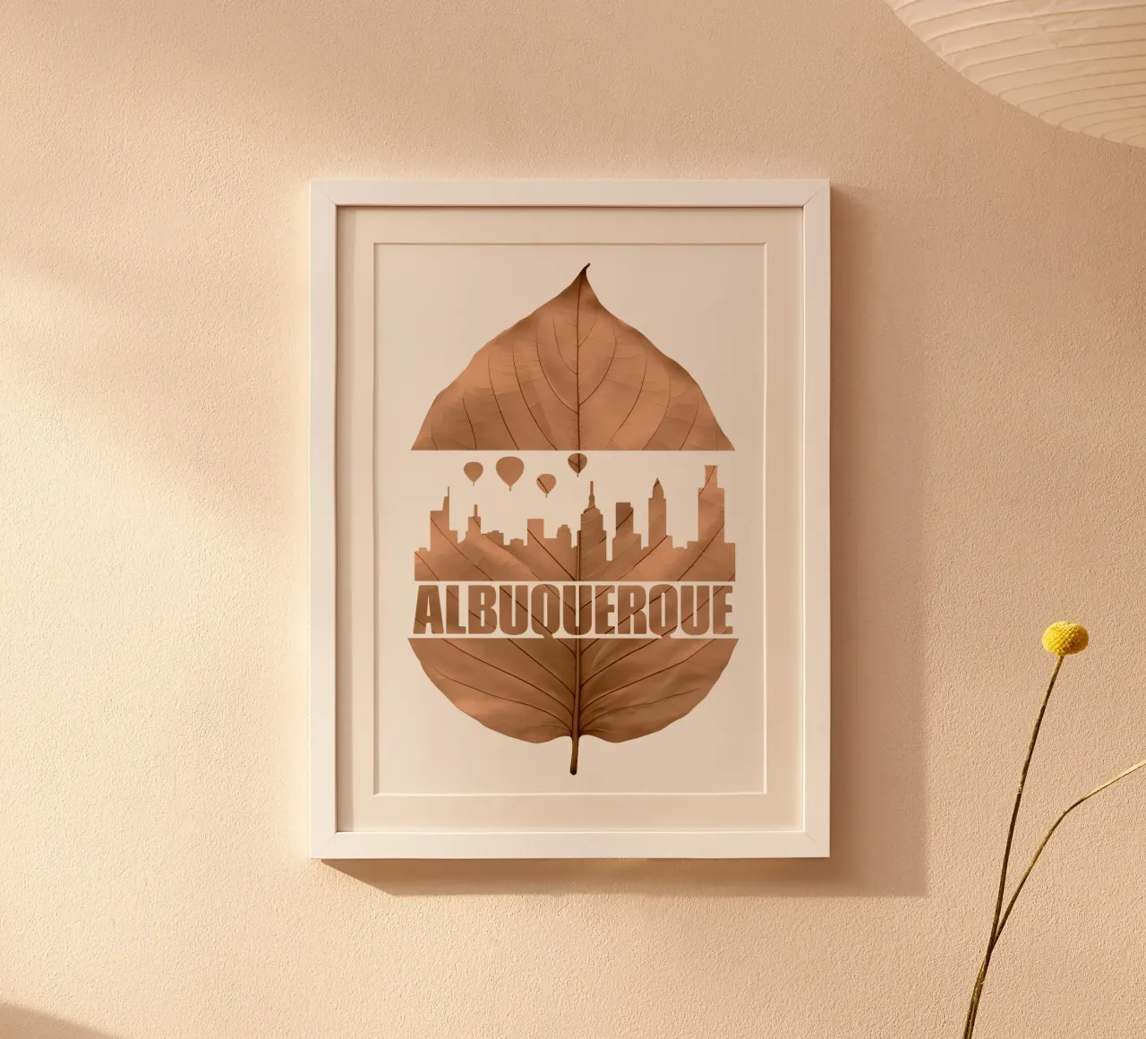 alburquerque city skyline leaf cutting ilustration poster da kahfiza