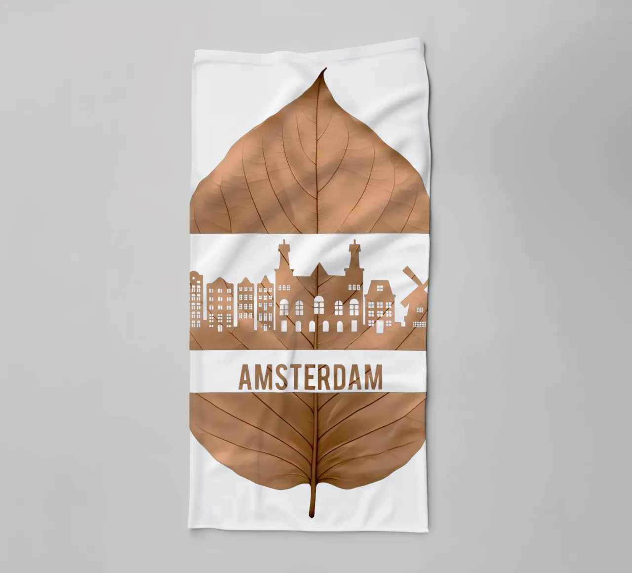 ilustrazione fogliare dello skyline della città di amsterdams asciugamano da bagno da kahfiza