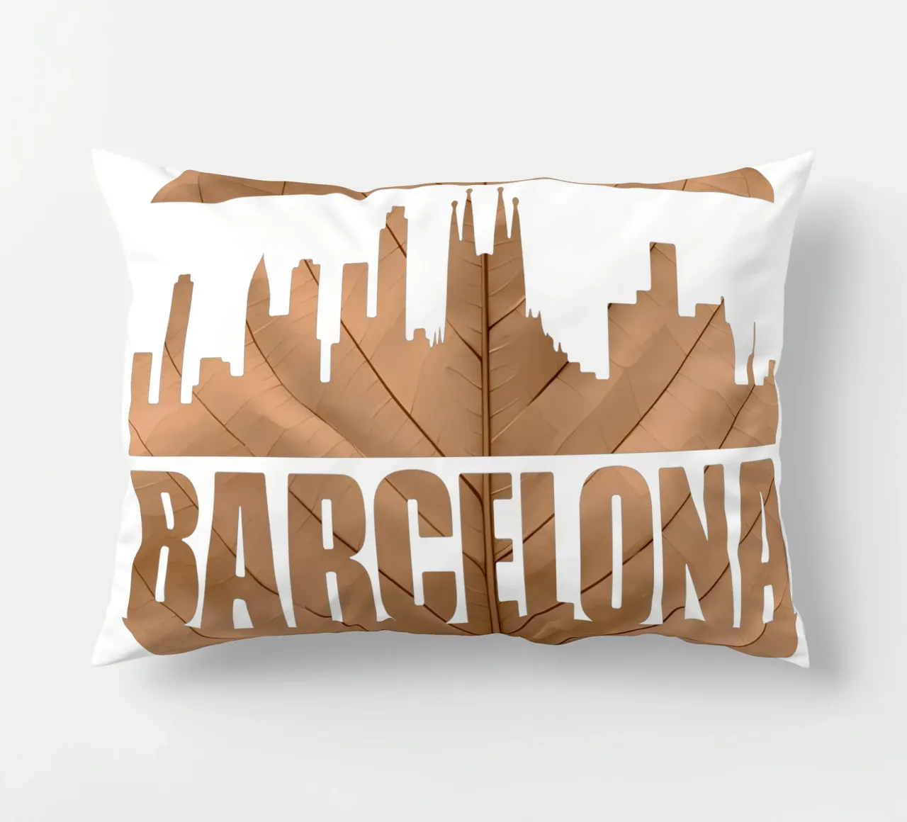 skyline della città di barcellona ilustrazione di taglio della foglia cuscino da kahfiza