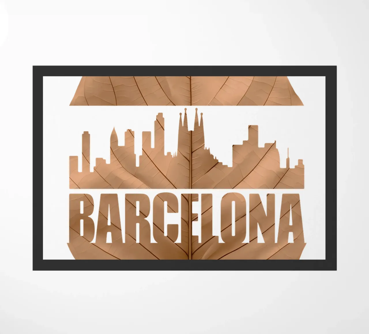 skyline della città di barcellona ilustrazione di taglio della foglia zerbino da kahfiza