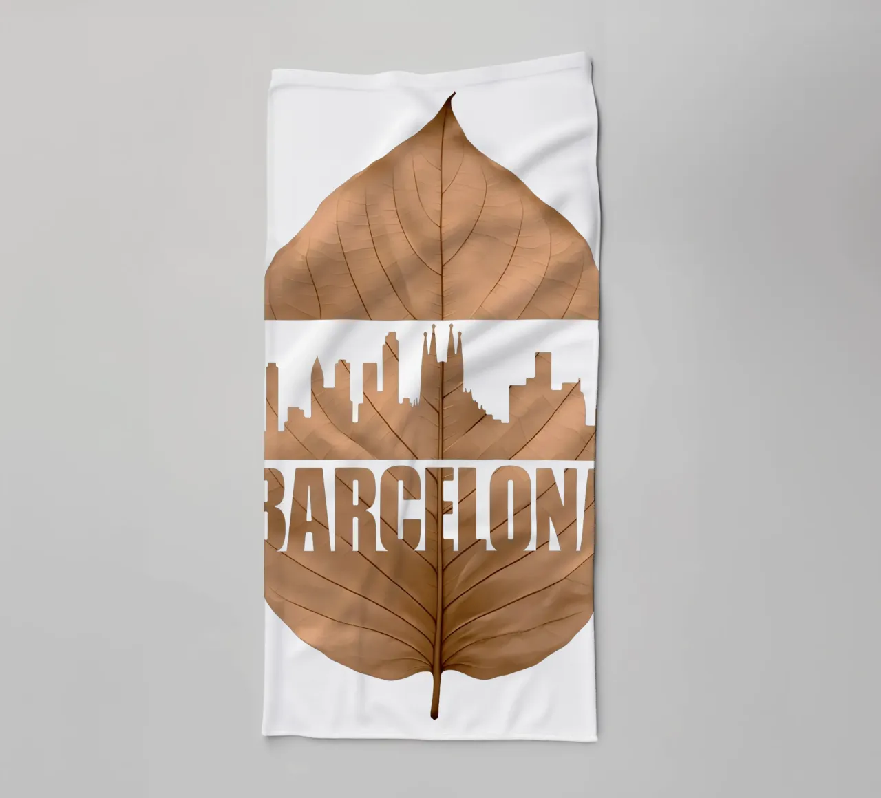 skyline della città di barcellona ilustrazione di taglio della foglia asciugamano da bagno da kahfiza