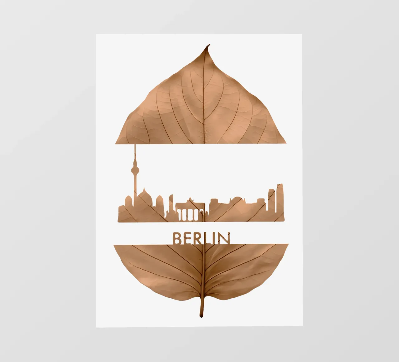 skyline della città di berlino taglio di foglie ilustrazione pellicola backlit da kahfiza