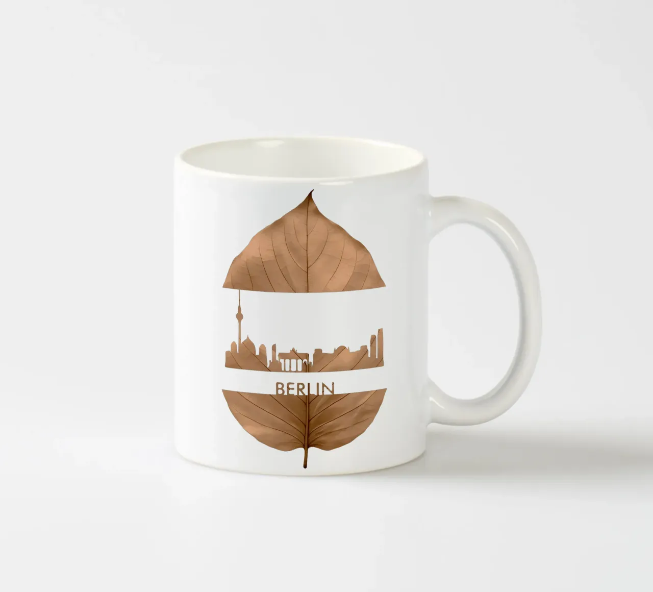 skyline della città di berlino taglio di foglie ilustrazione tazza in ceramica da kahfiza