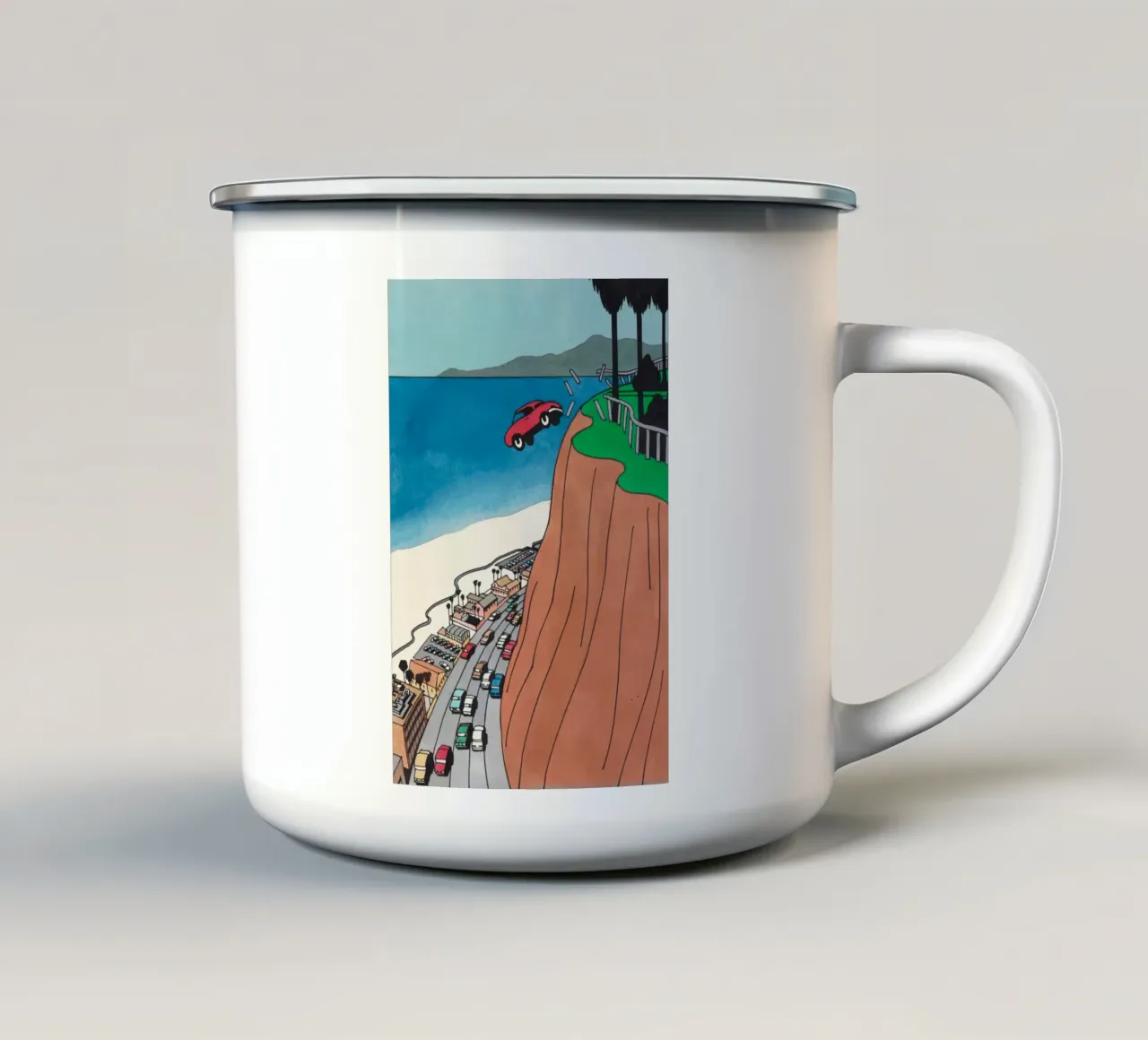 Tuffo in auto di Ken Price tazza in smalto da Marcobarshop
