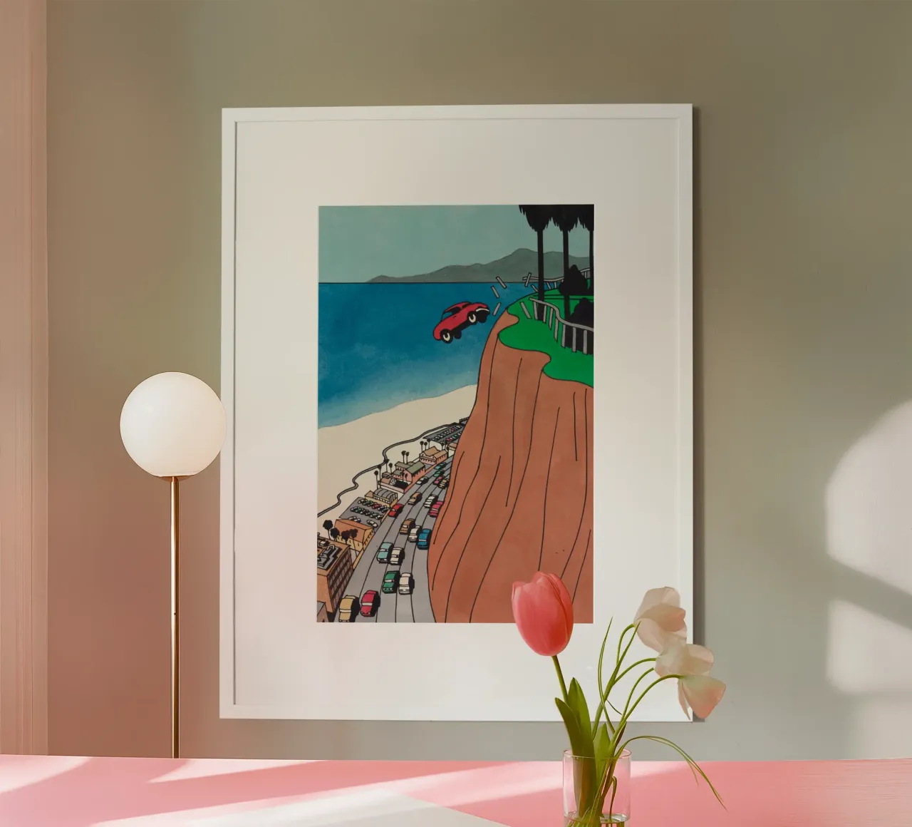 Tuffo in auto di Ken Price poster con telaio in plastica da Marcobarshop