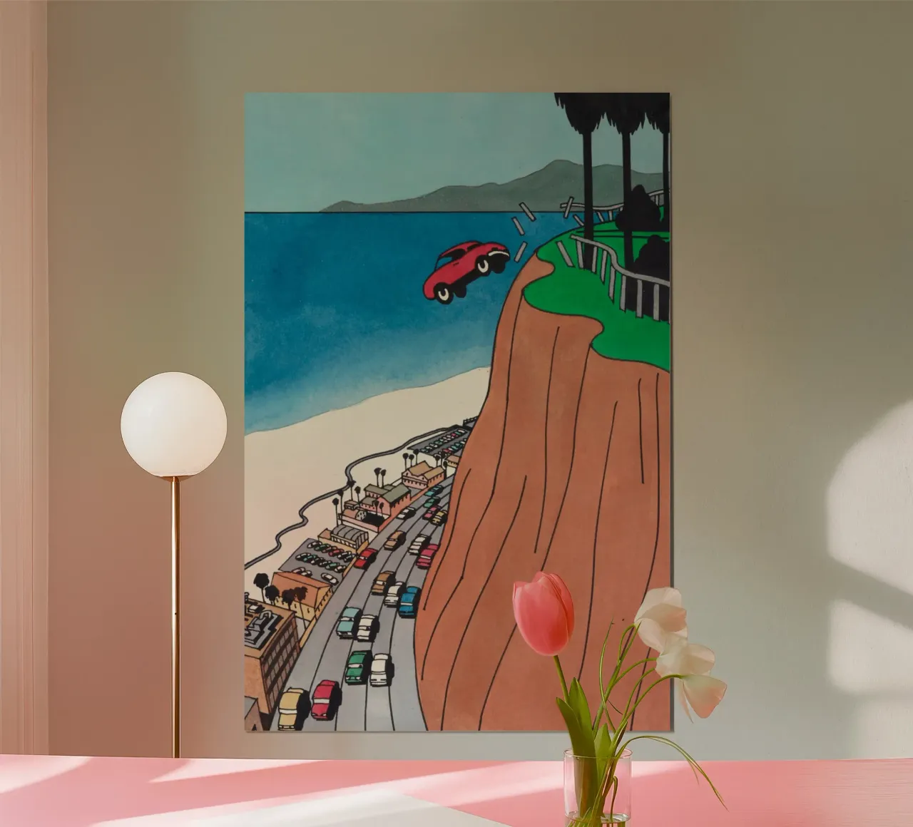 Tuffo in auto di Ken Price poster con telaio in plastica da Marcobarshop