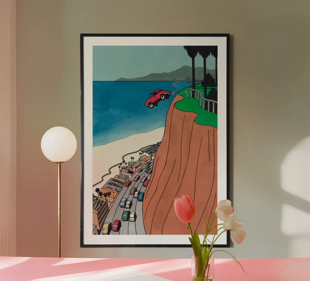 Tuffo in auto di Ken Price poster con telaio in plastica da Marcobarshop