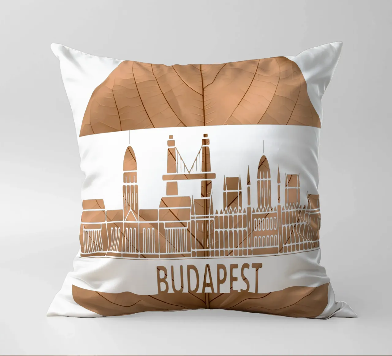 skyline della città di budapest ilustrazione di taglio della foglia cuscino da kahfiza