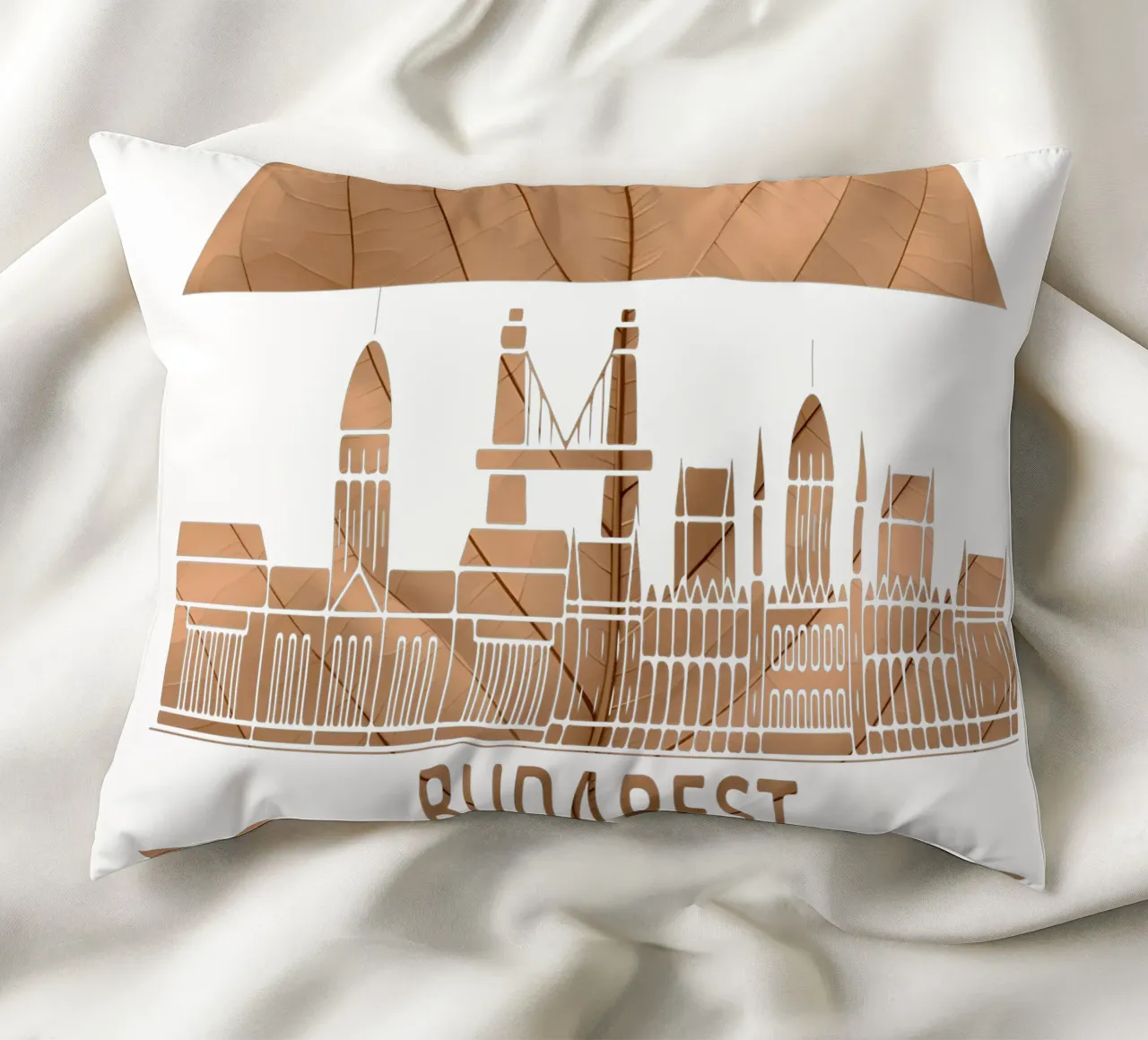skyline della città di budapest ilustrazione di taglio della foglia cuscino da kahfiza