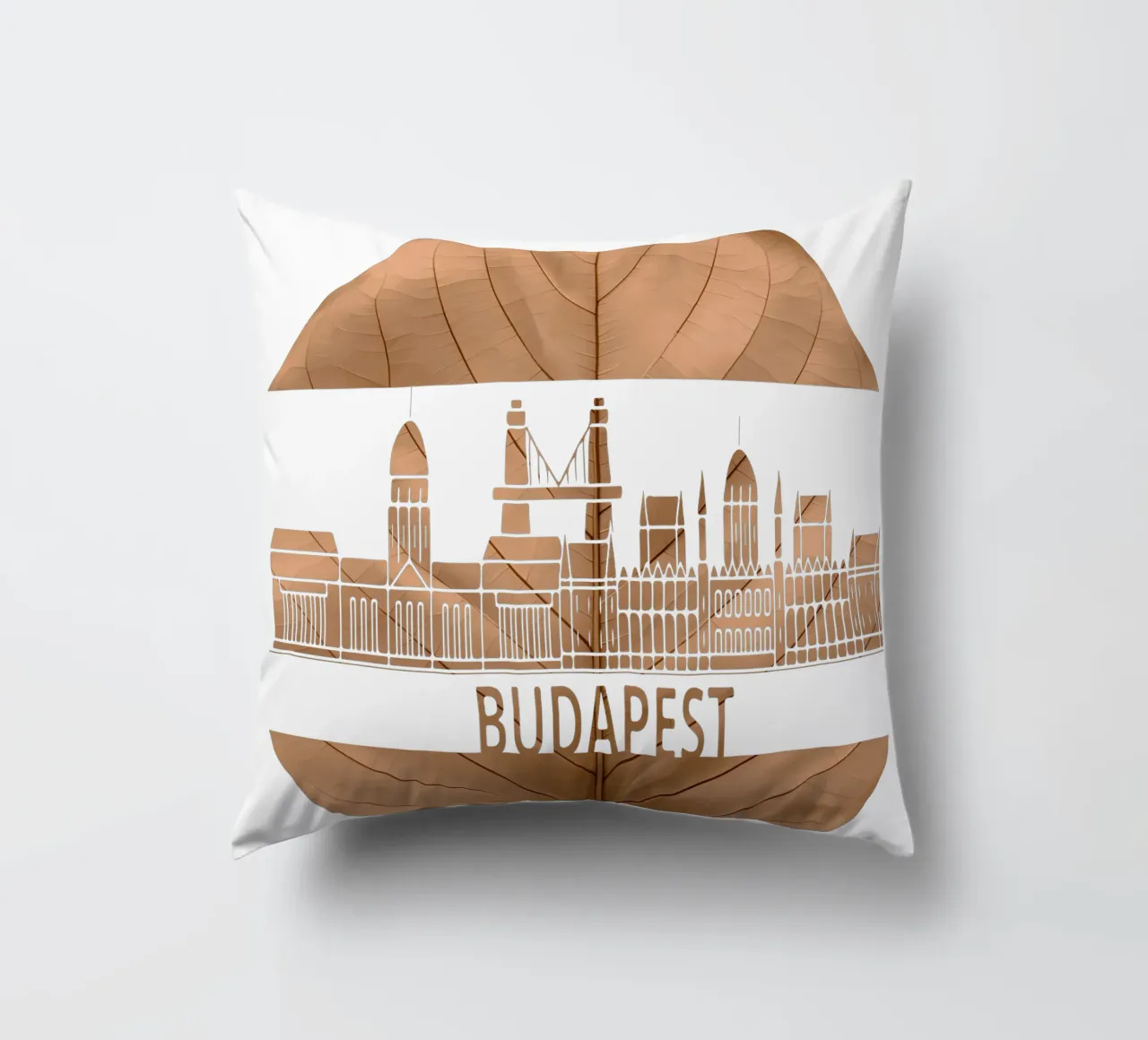 skyline della città di budapest ilustrazione di taglio della foglia cuscino da kahfiza