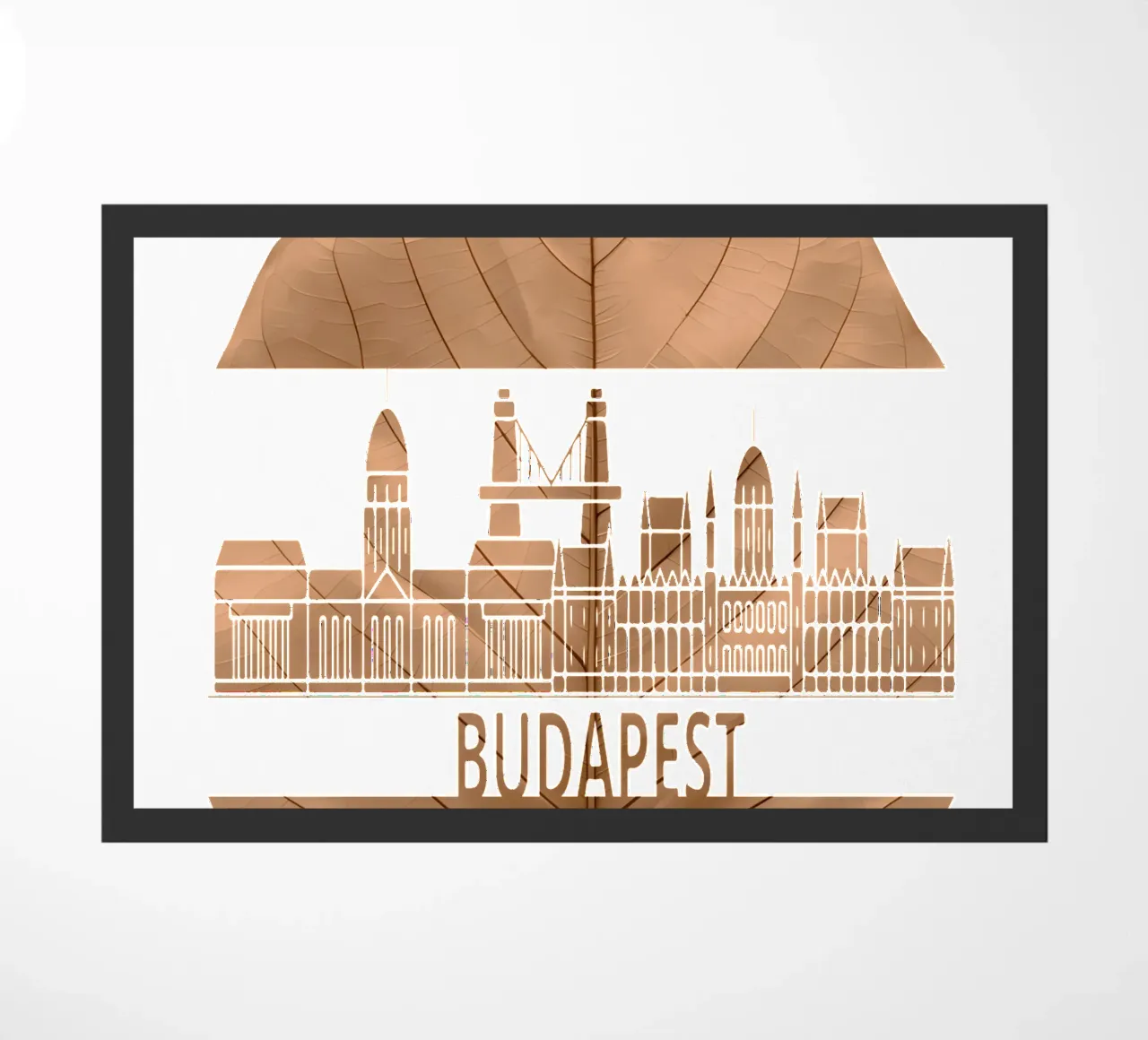 skyline della città di budapest ilustrazione di taglio della foglia zerbino da kahfiza