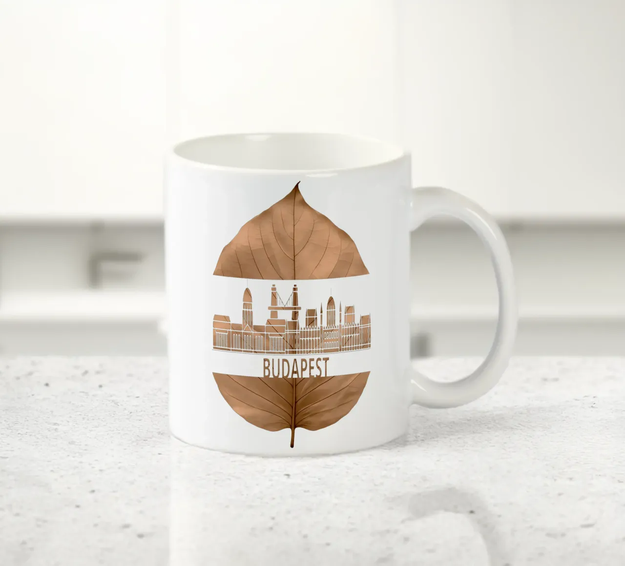 skyline della città di budapest ilustrazione di taglio della foglia tazza in ceramica da kahfiza