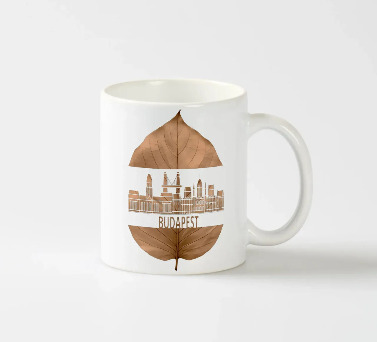 skyline della città di budapest ilustrazione di taglio della foglia tazza in ceramica da kahfiza