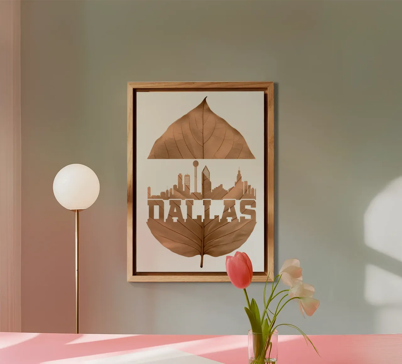 ilustrazione di taglio della foglia dello skyline della città di dallas alluminio dibond da kahfiza