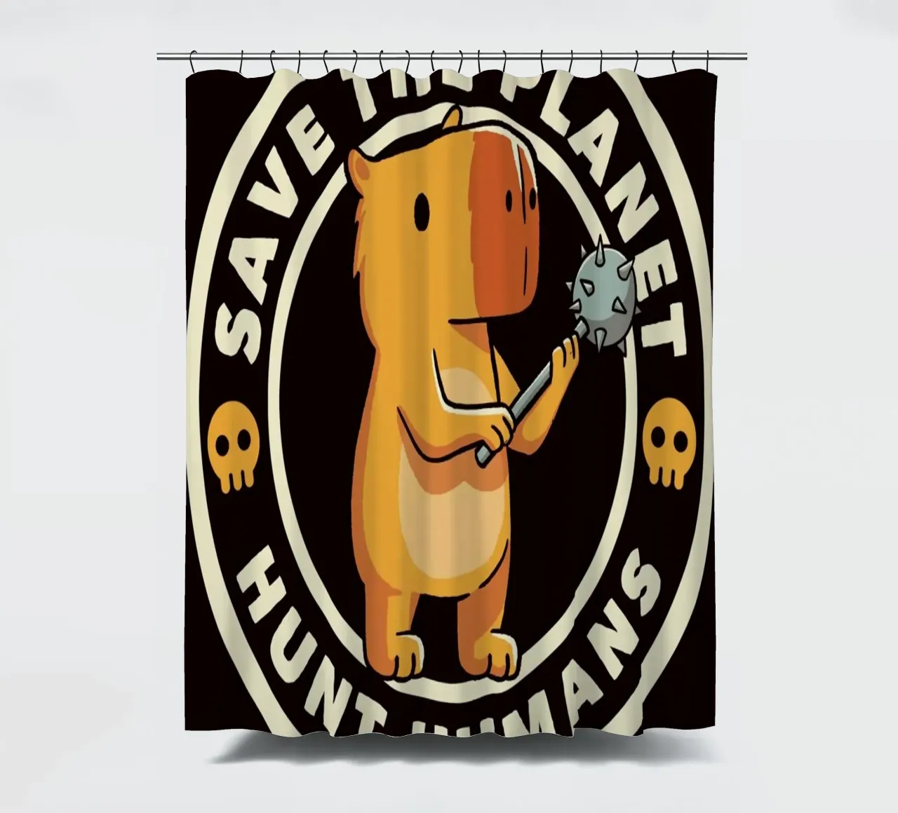 Save The Planet Hunt Humans Duschvorhang von Tobe Fonseca
