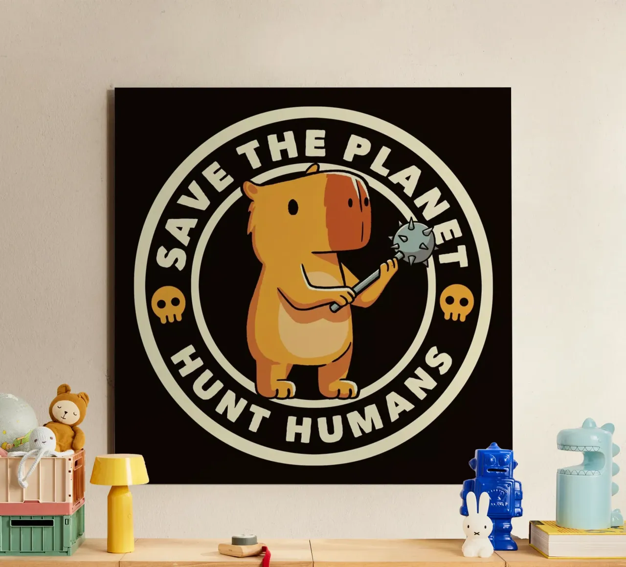 Save The Planet Hunt Humans alluminio dibond da Tobe Fonseca