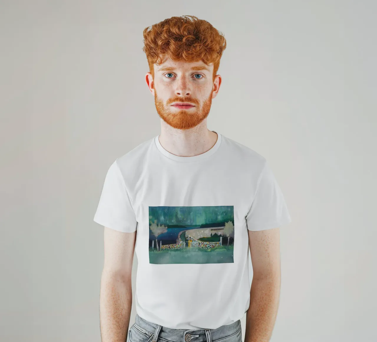 Peter Doig Due uomini t-shirt da Milfordwings