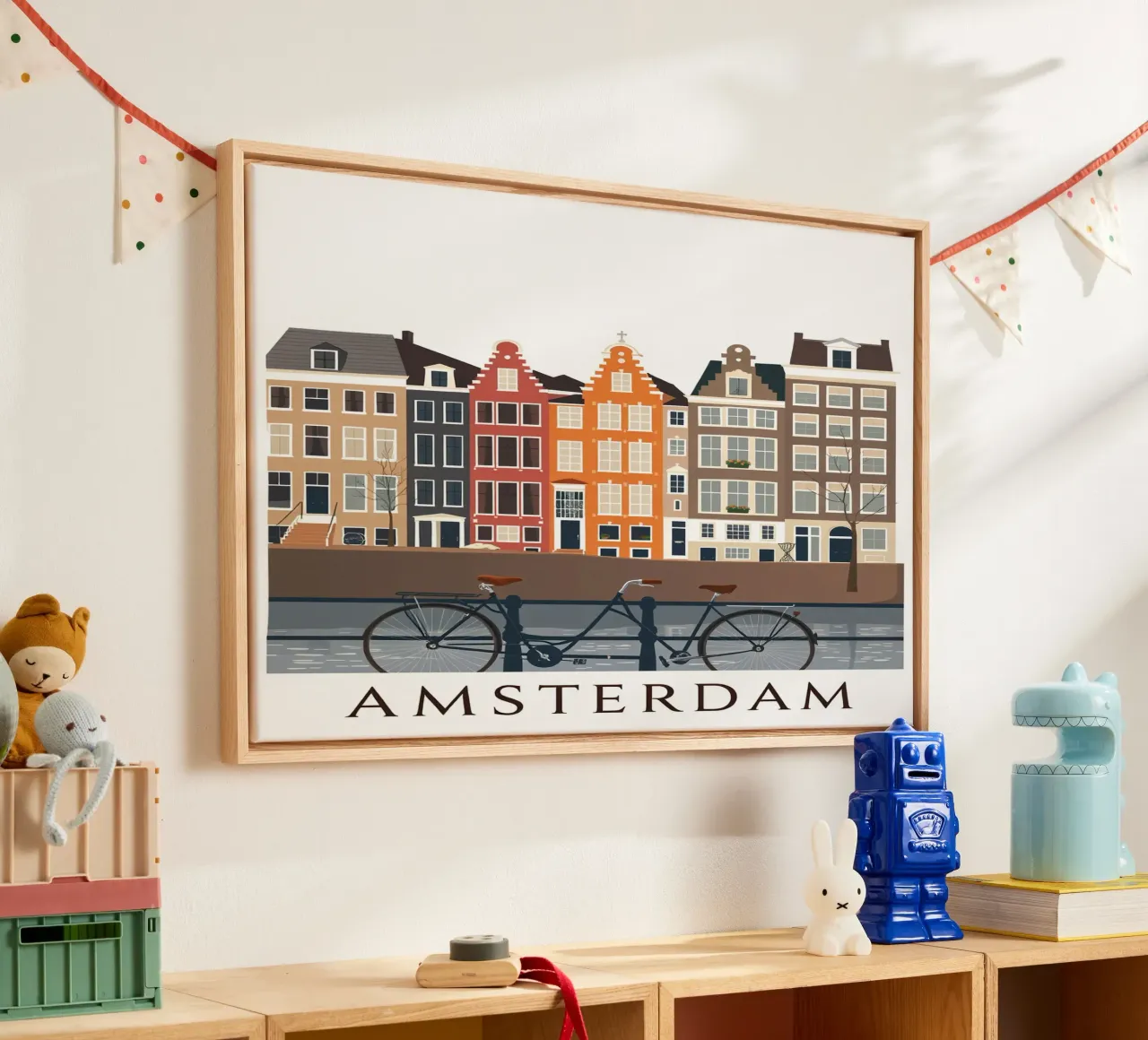 The View of Amsterdam canvas with Floater frame by HicksShop