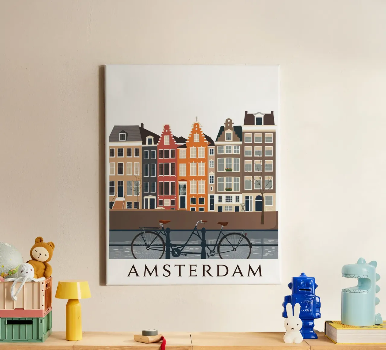 The View of Amsterdam canvas with Floater frame by HicksShop