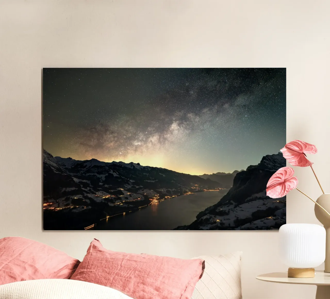 vue sérénité poster avec cadre en plastique de space words