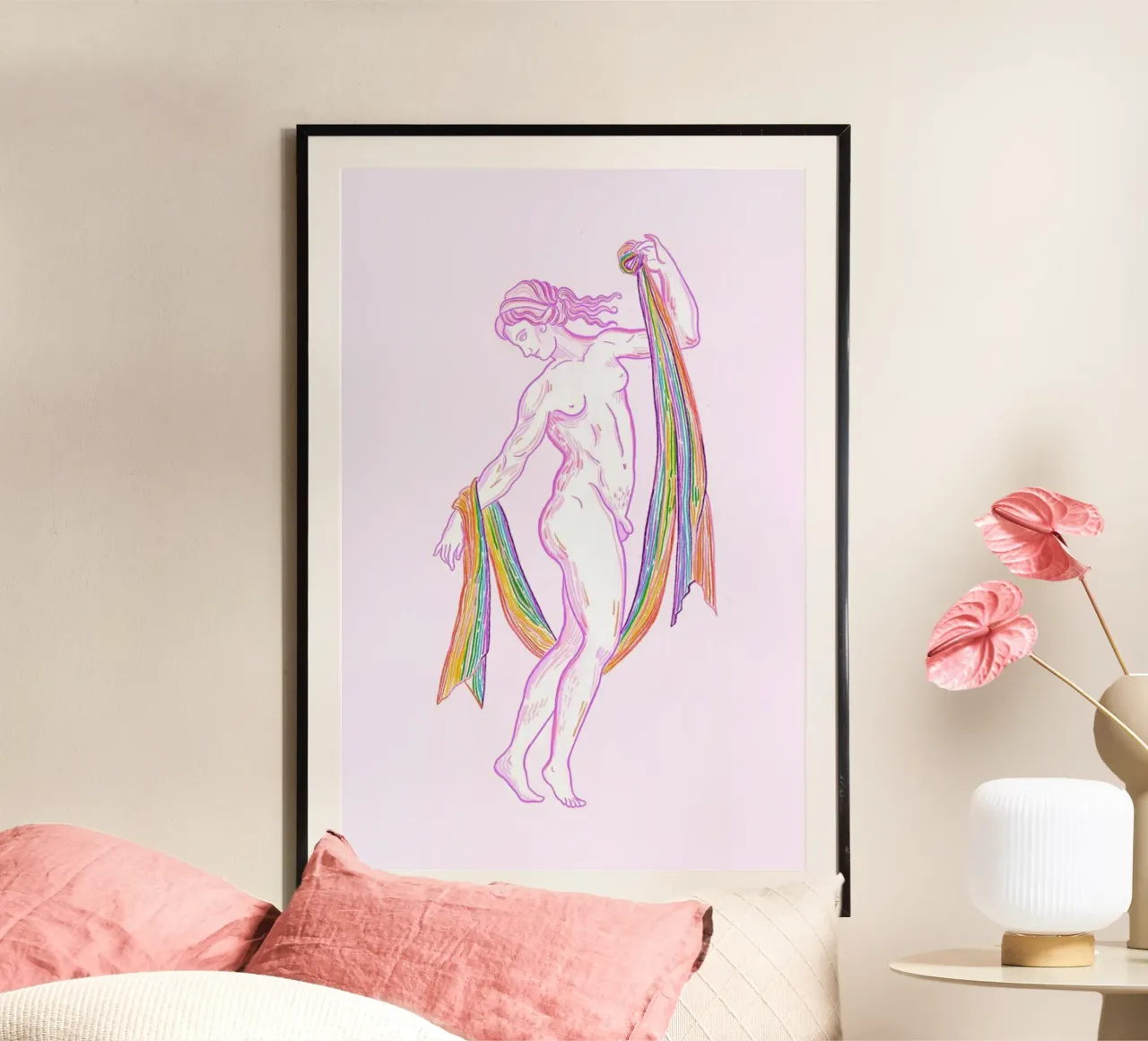 Loving Hermaphroditus poster con telaio in alluminio da Studio One