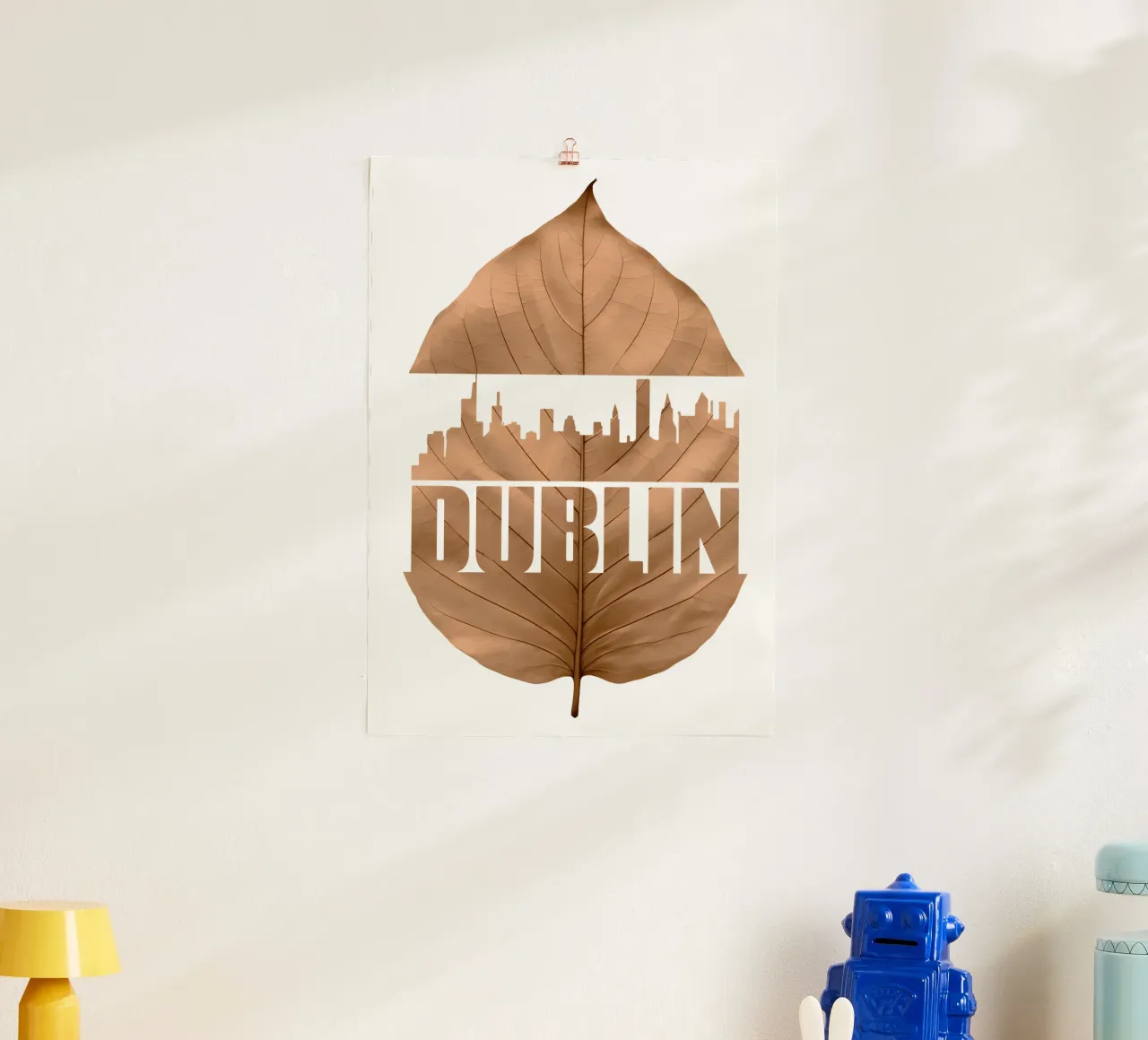ilustrazione di taglio a foglia della città di dublino poster da kahfiza