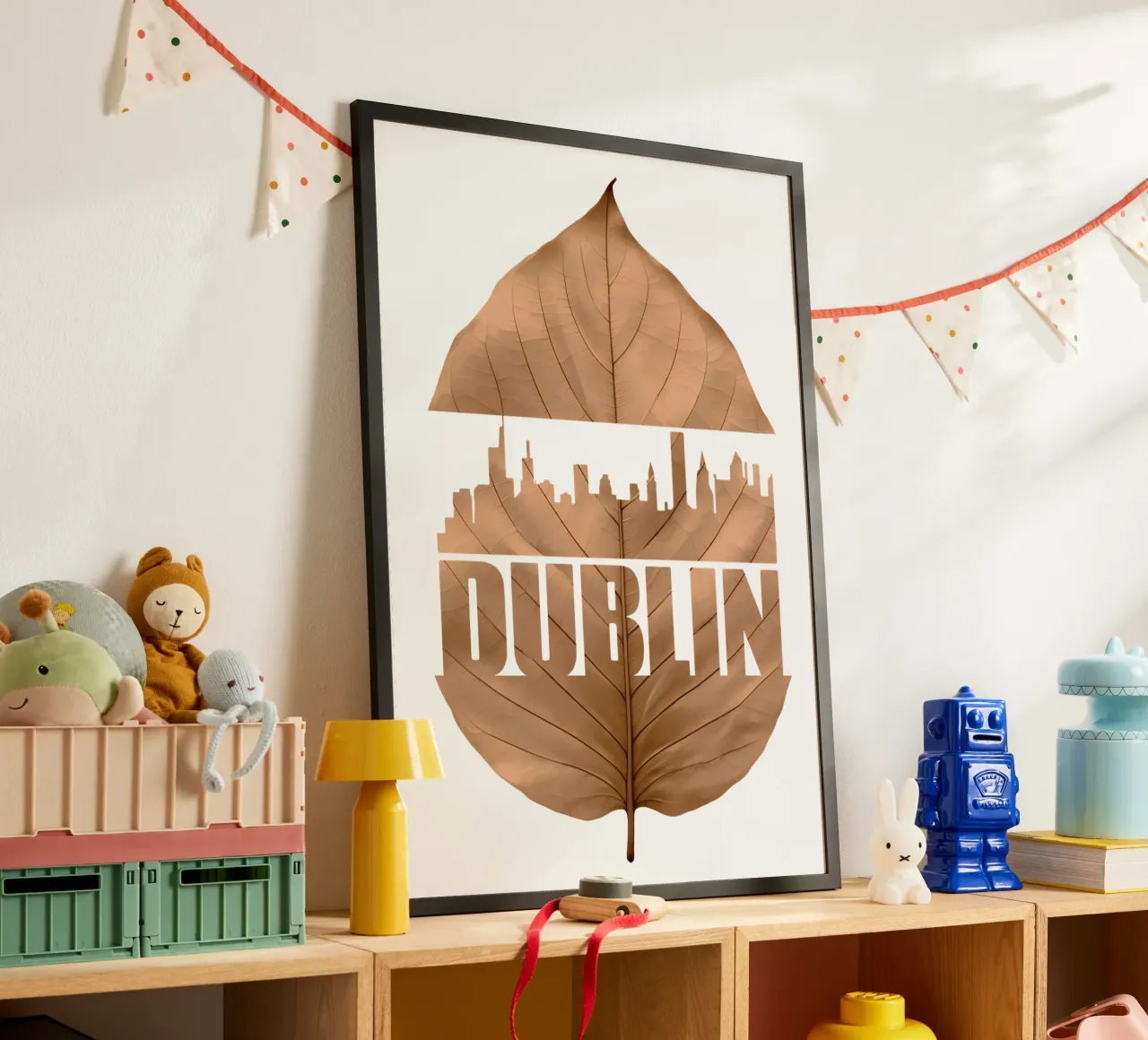 ilustrazione di taglio a foglia della città di dublino poster da kahfiza