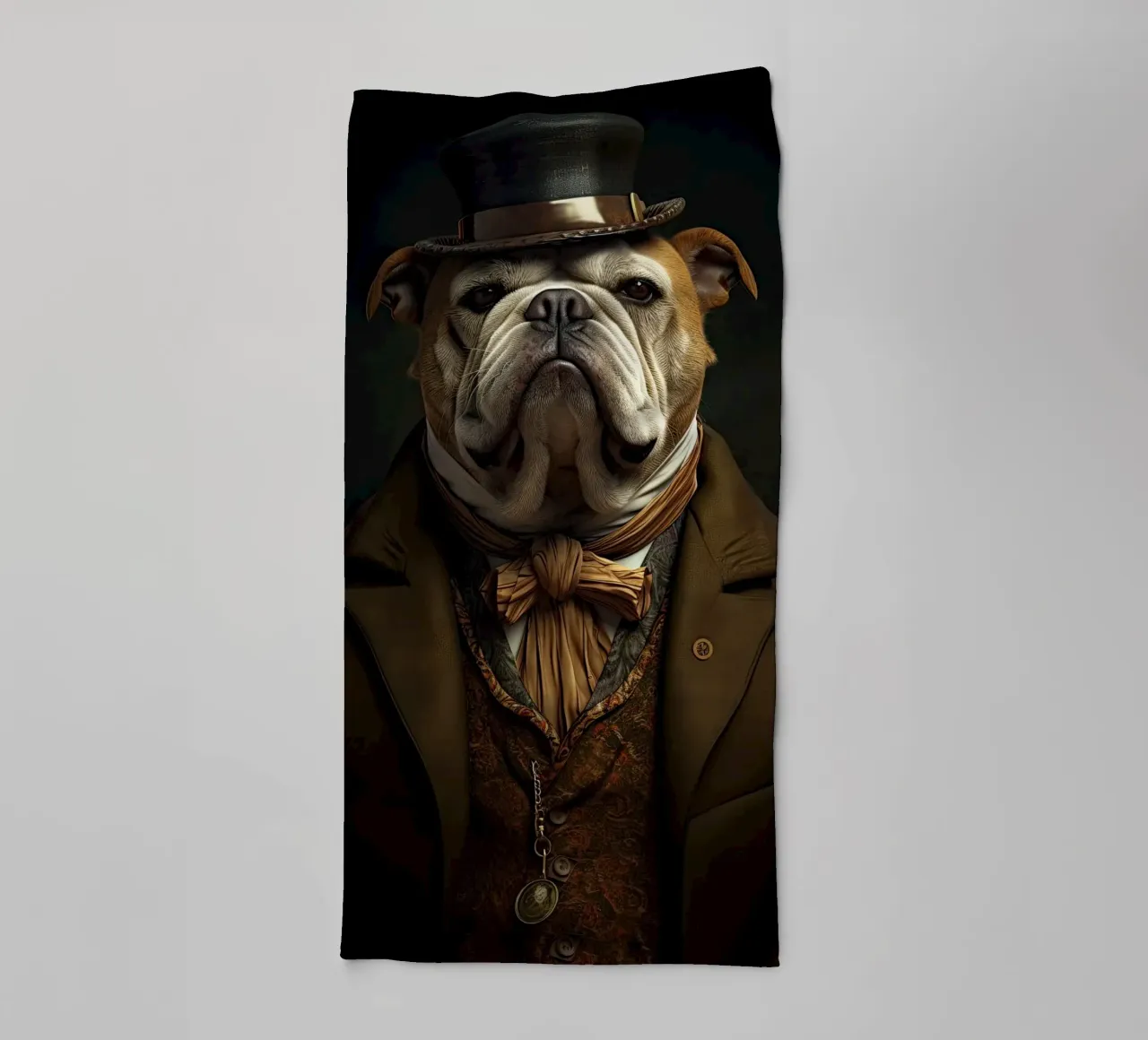 Bulldog in ouderwetse kleding badhanddoek van Imagine