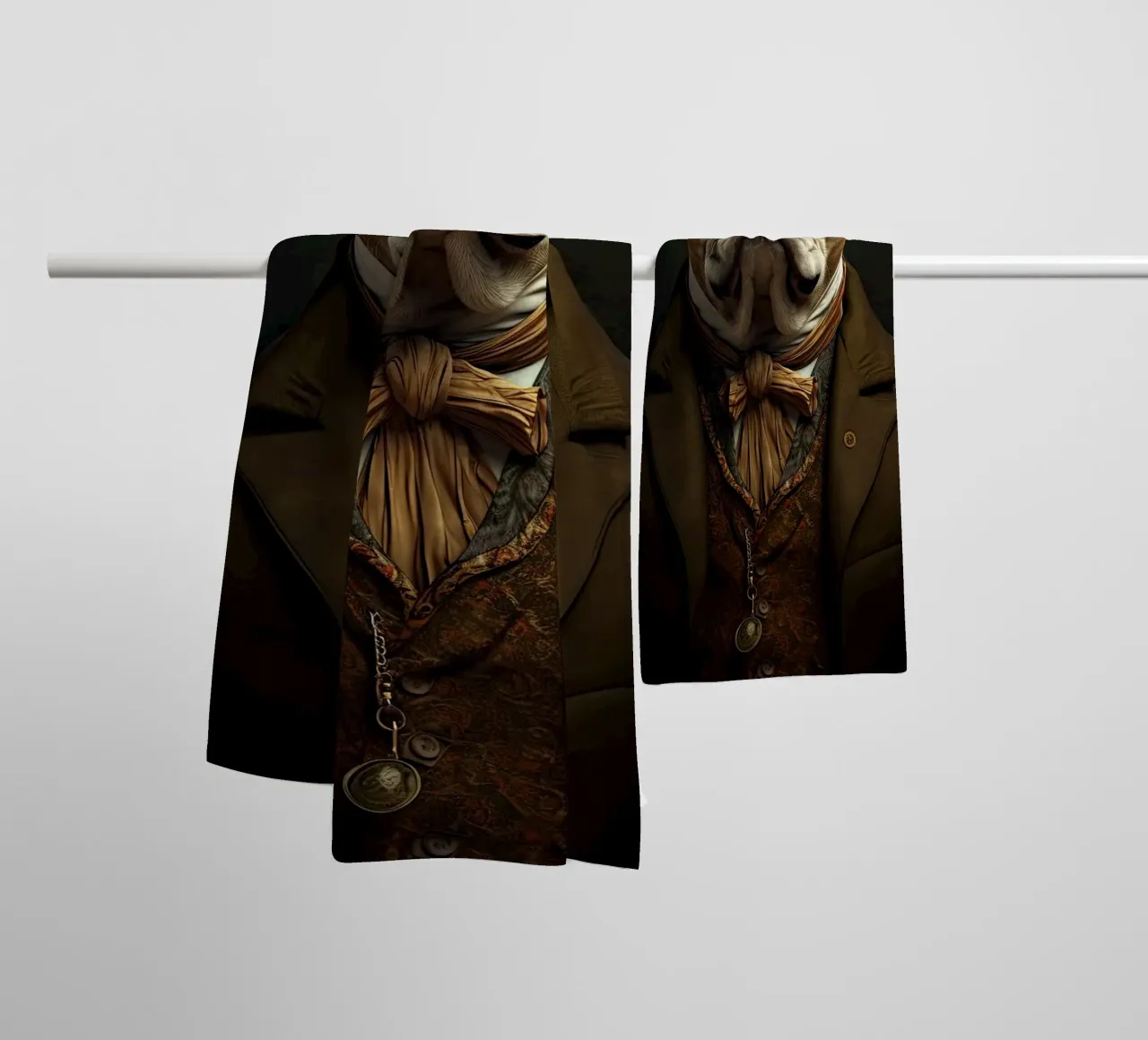 Bulldog in ouderwetse kleding badhanddoek van Imagine