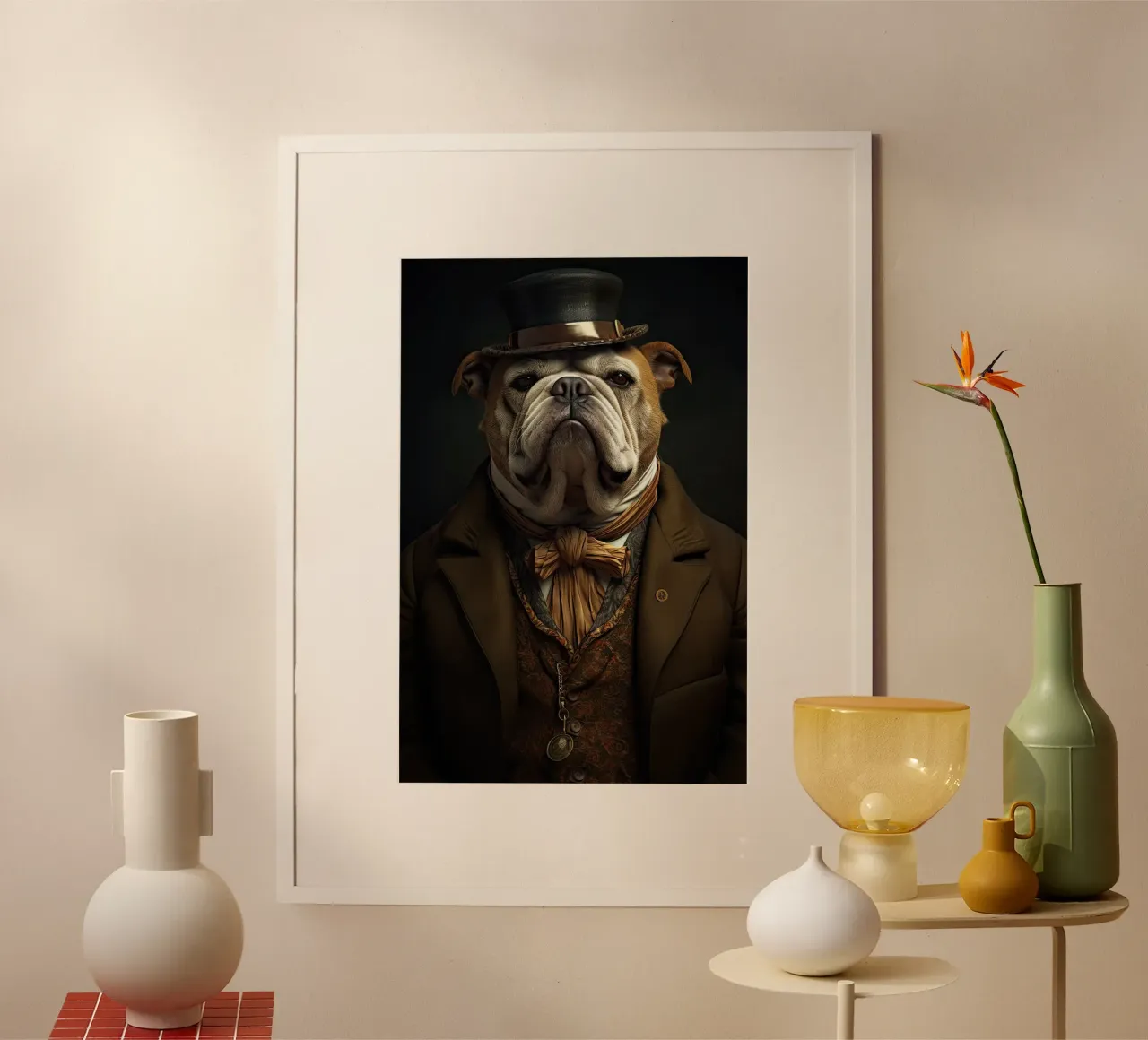 Bulldog in abiti d'epoca carta hahnemühle da Imagine