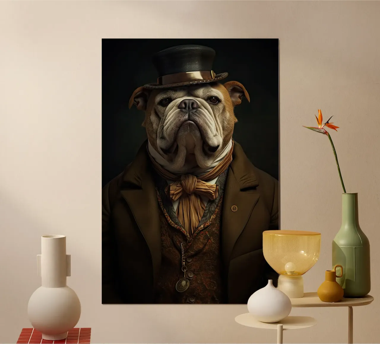 Bulldog in abiti d'epoca carta hahnemühle da Imagine