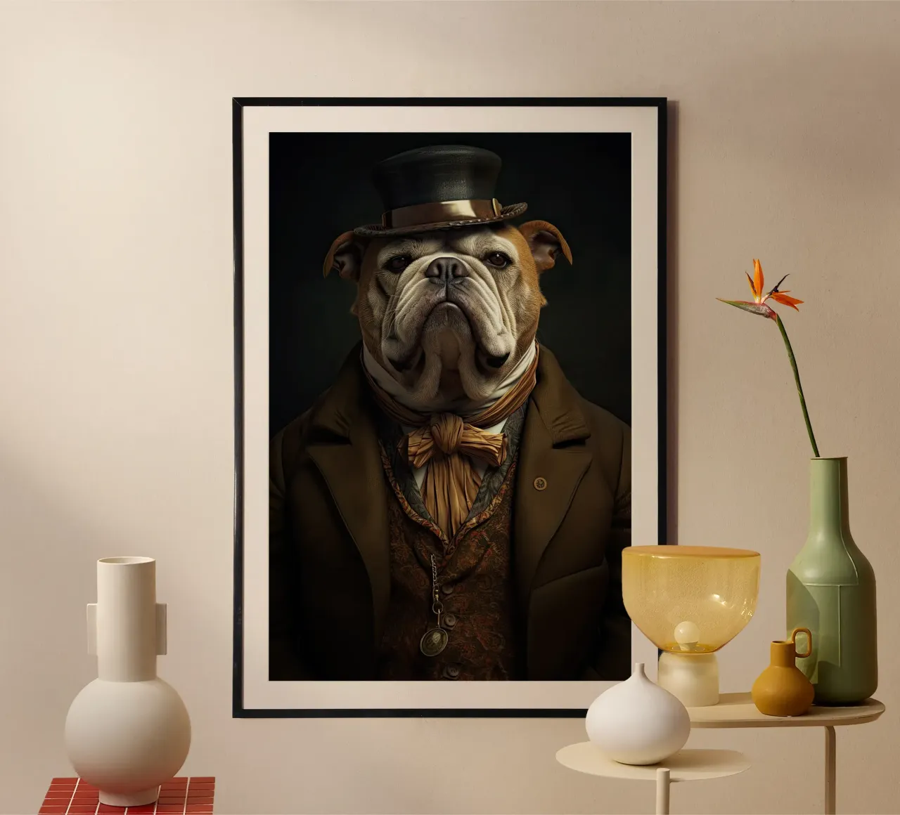Bulldog in abiti d'epoca carta hahnemühle da Imagine