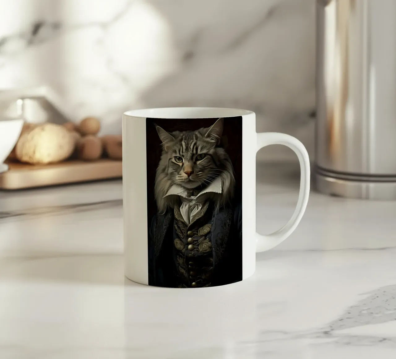 Gatto in abiti d'epoca tazza in ceramica da Imagine