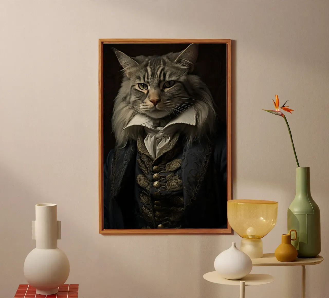 Gatto in abiti d'epoca alluminio dibond da Imagine