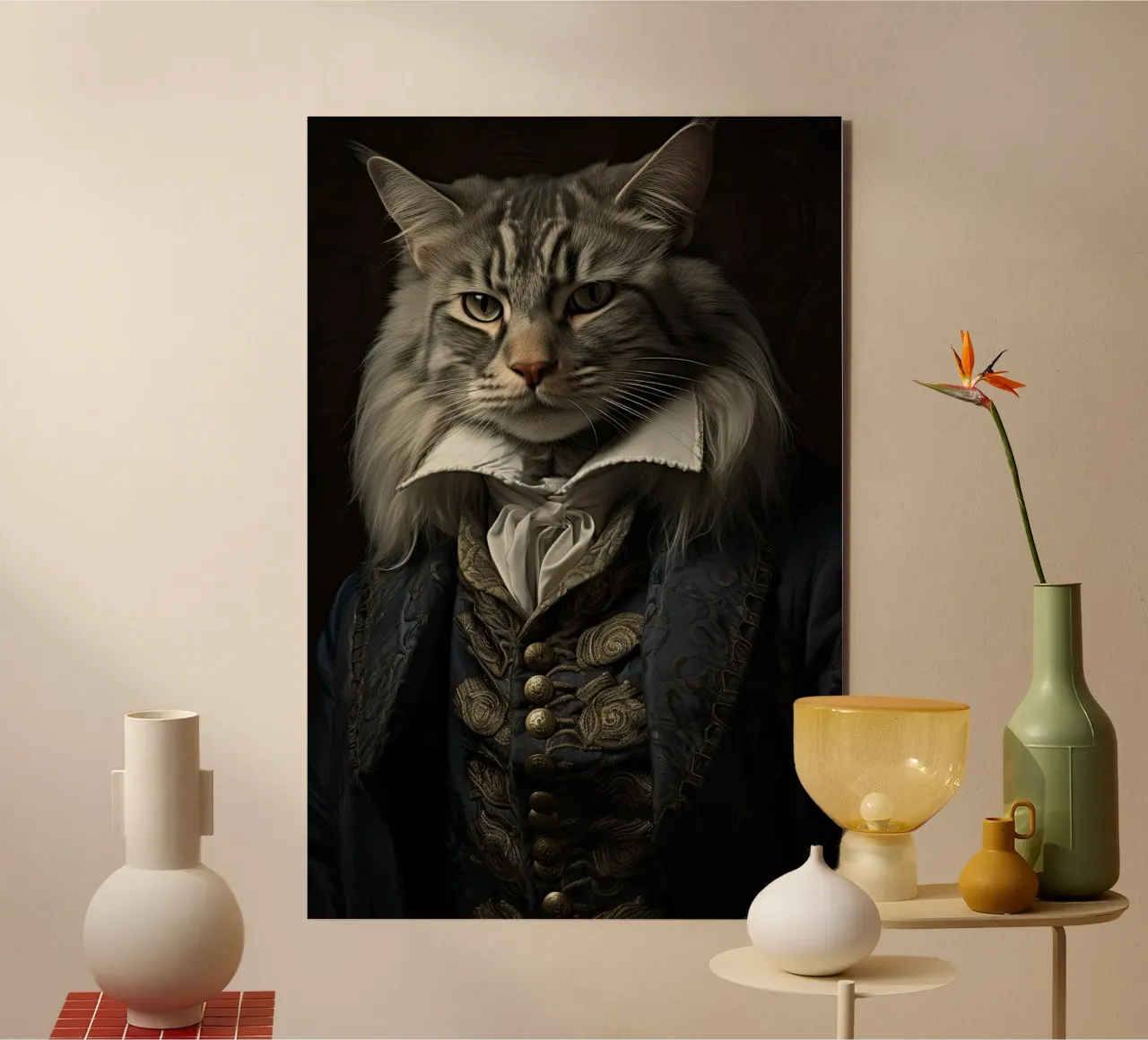 Gatto in abiti d'epoca alluminio dibond da Imagine