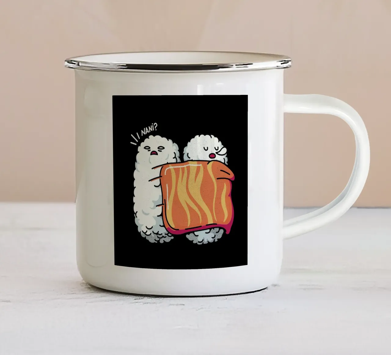 Sleeping Sushi tazza in smalto da Tobe Fonseca