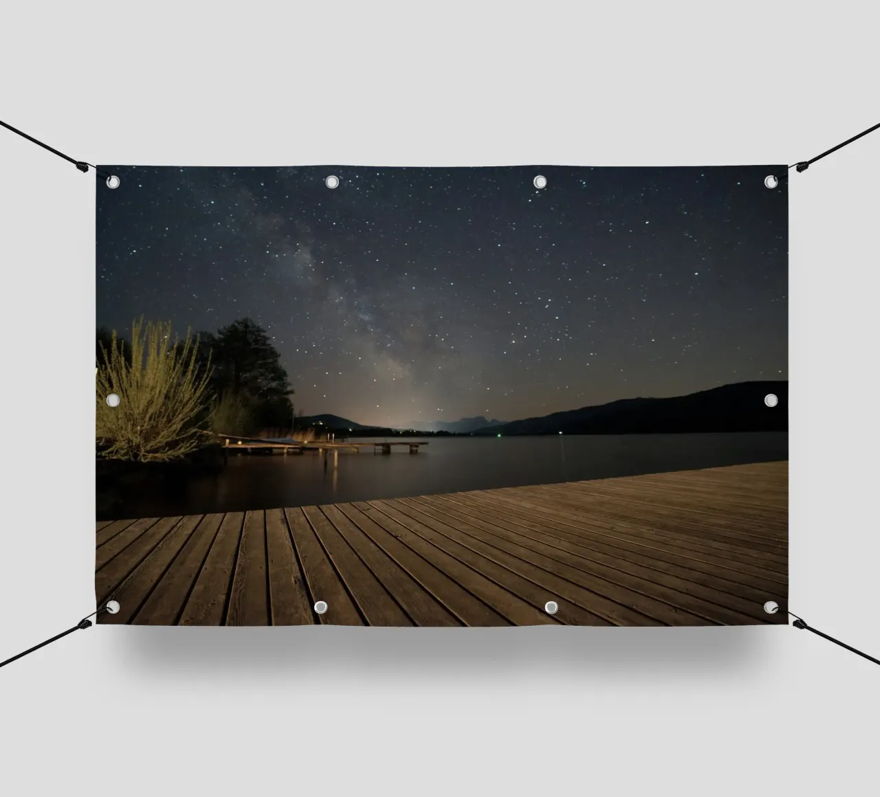 cielo stellato su acqua calma telo in pvc da space words