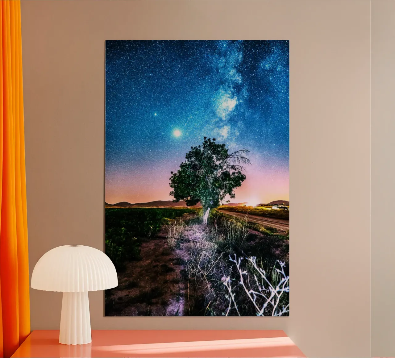 spazio paesaggistico notturno poster con telaio in alluminio da space words