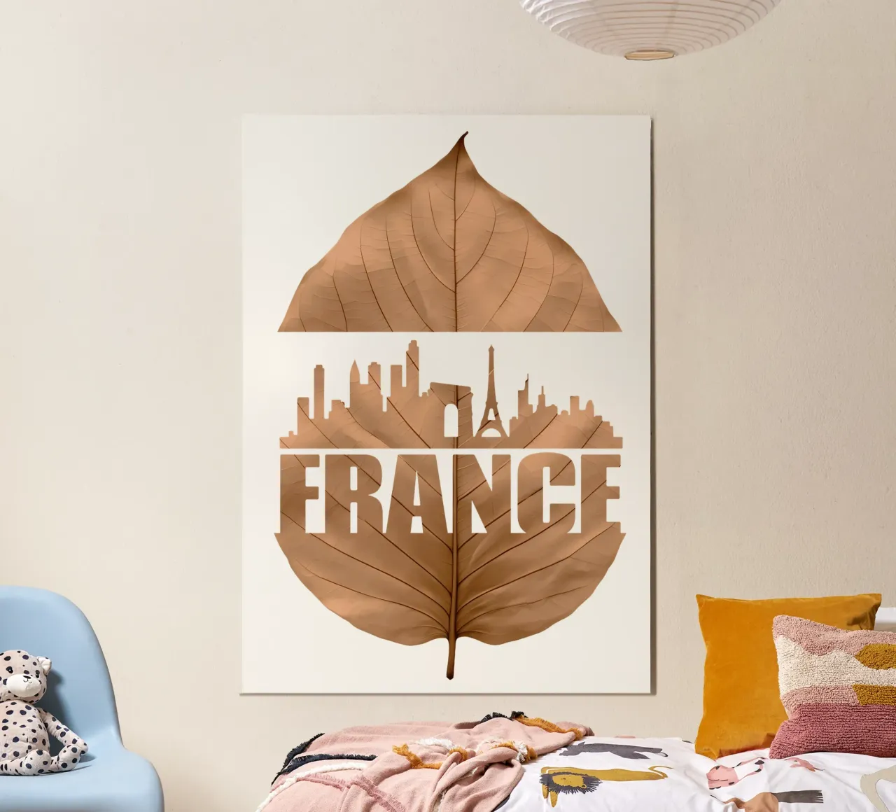 france city skyline leaf cutting ilustration poster da kahfiza
