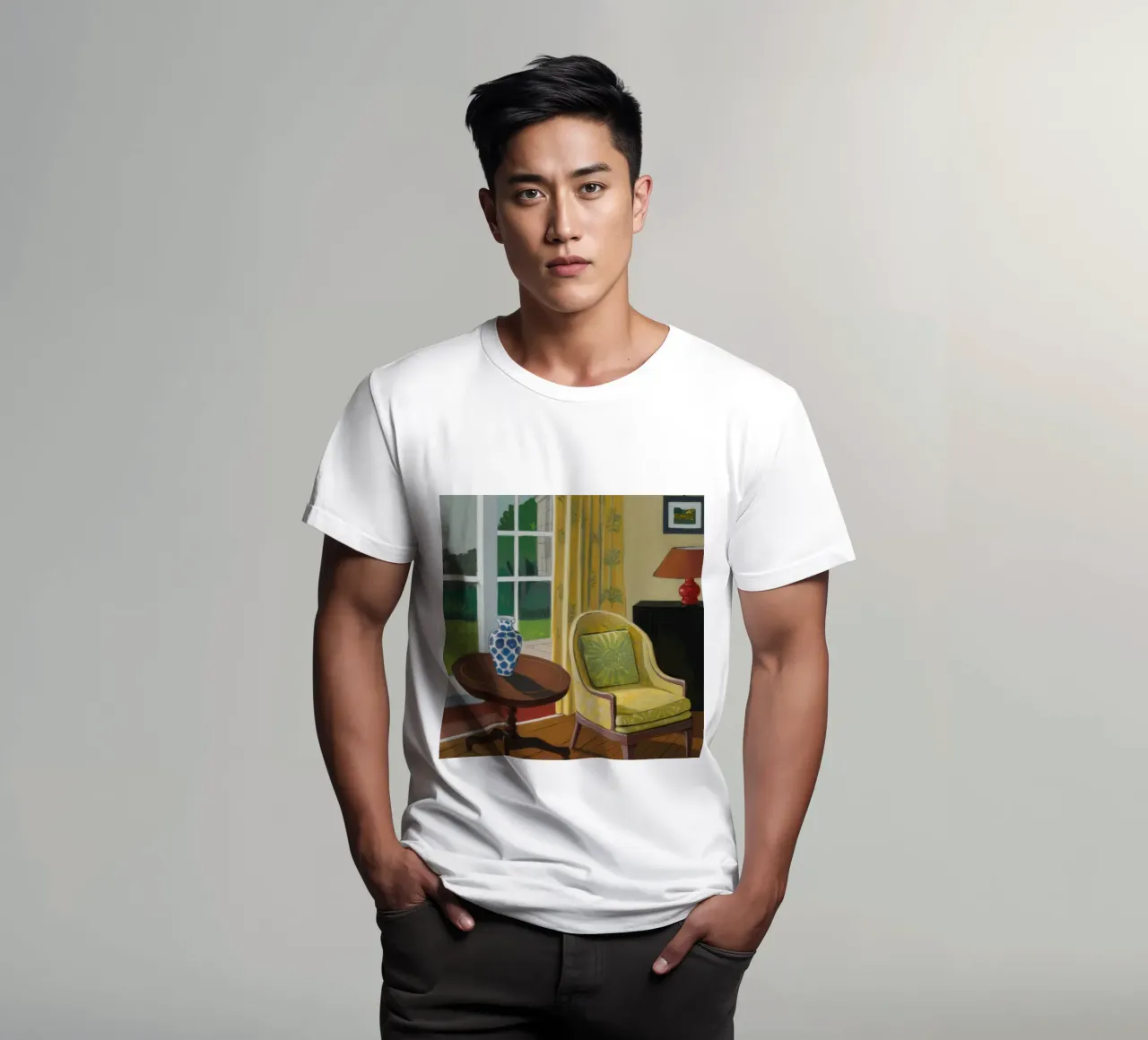 Conversazione in poltrona verde t-shirt da Tiga Bersama