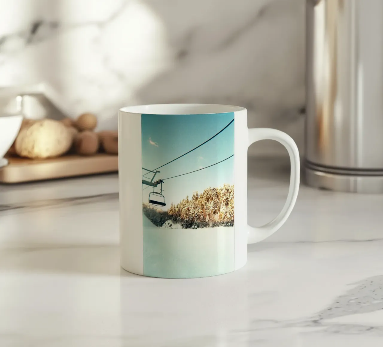 impianto di risalita per sci da neve tazza in ceramica da space words