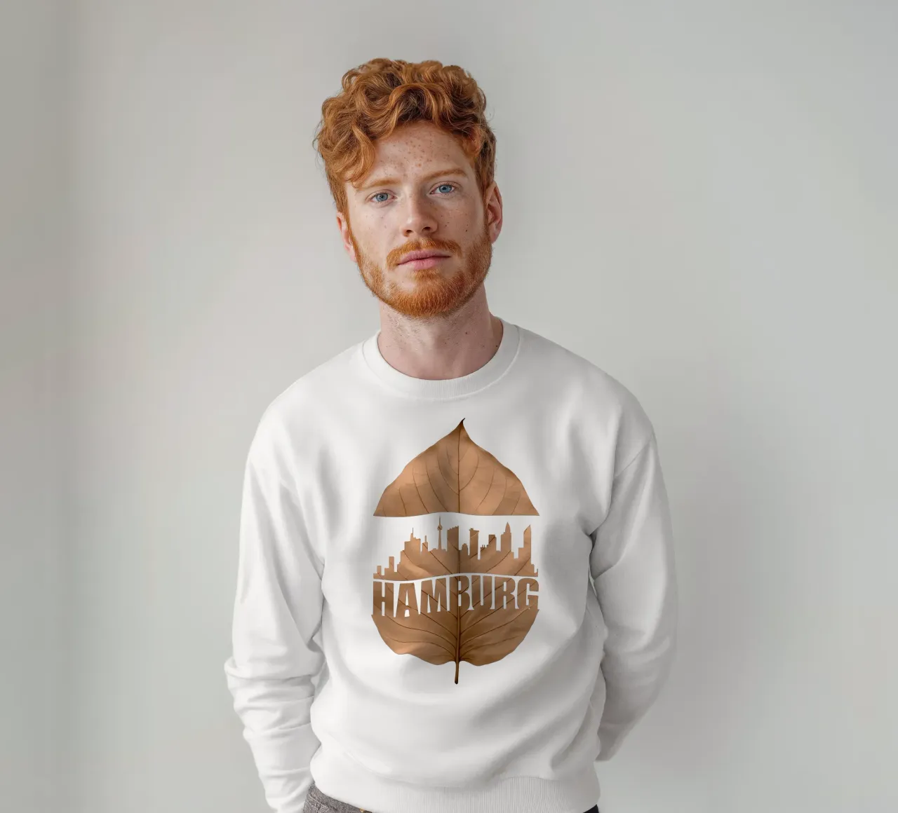 skyline della città di amburgo illustrazione di taglio delle foglie felpa da kahfiza