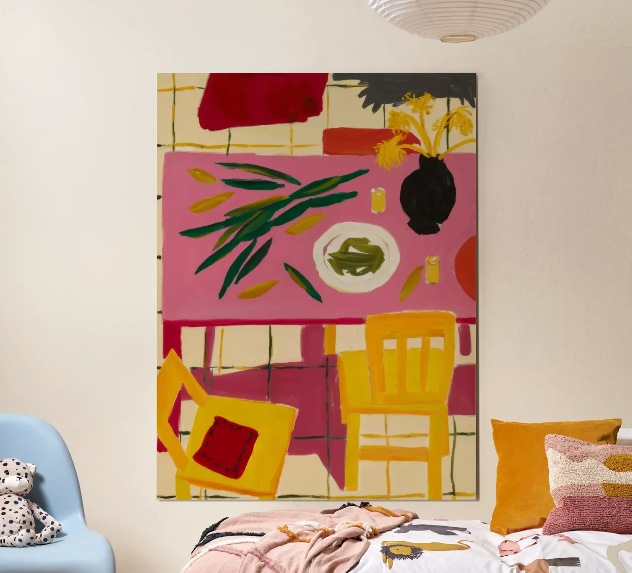 Raccolta di fagioli verdi poster con telaio in plastica da Tiga Bersama