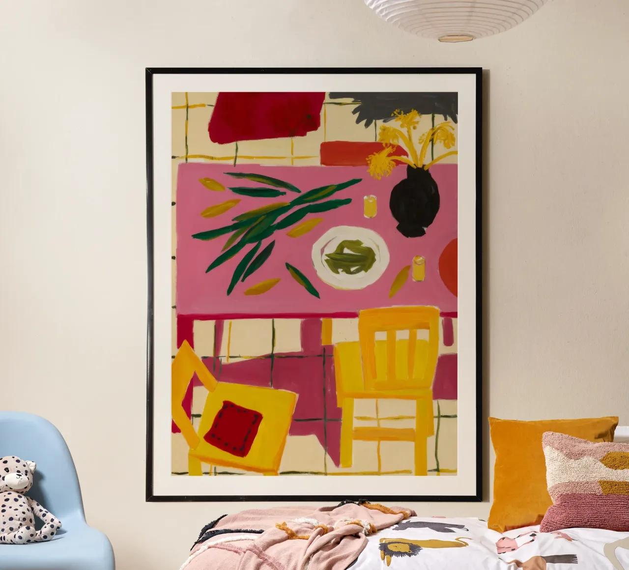 Raccolta di fagioli verdi poster con telaio in plastica da Tiga Bersama